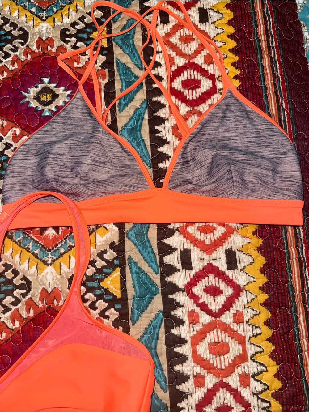 lululemon athletica Heathered Gray and pink Sports Bikini Set 3 piece swim - Picture 6 of 9